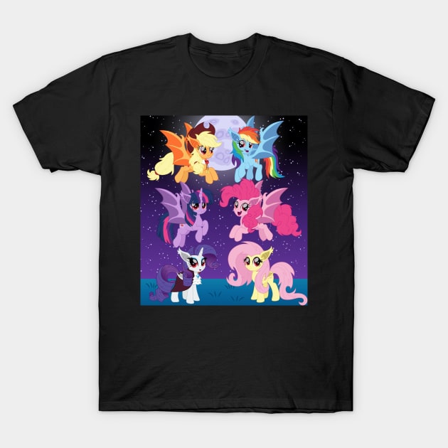 Mane 6 bat ponies scene T-Shirt by CloudyGlow